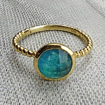 Green Jade Vermeil Ring (7.5)
