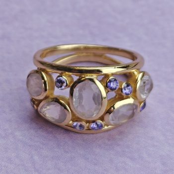 Iolite & Moonstone Double Band Ring (7)