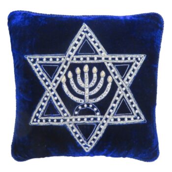 Hanukkah Star of David Embroidered Pillow 12" x 12"