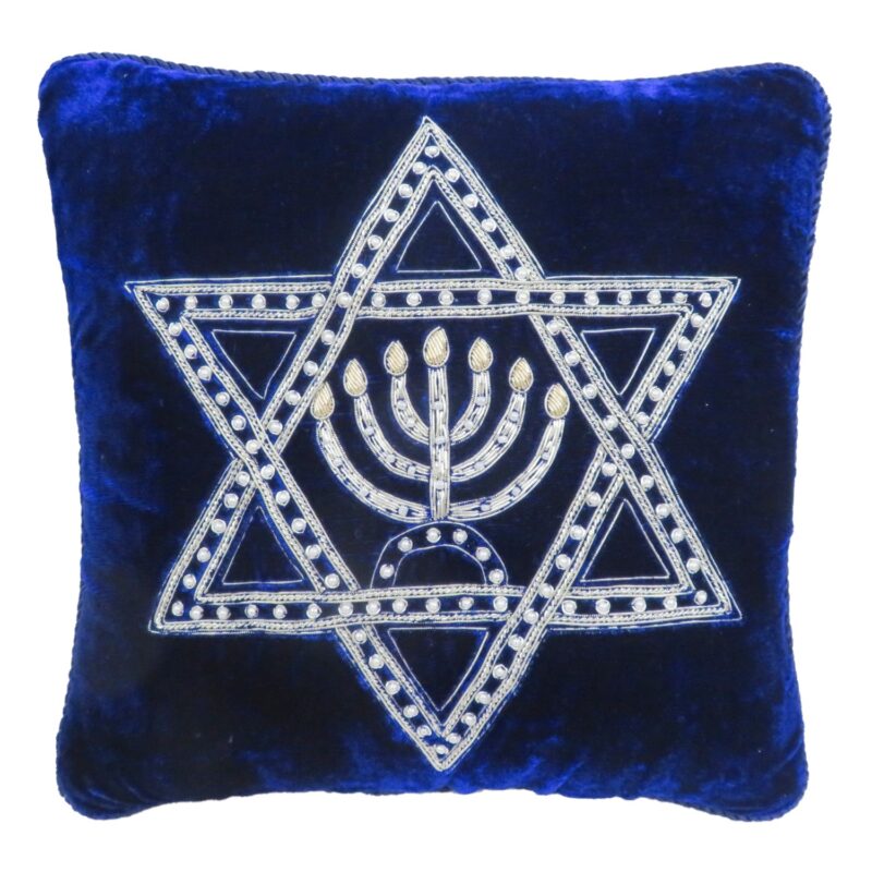 Hanukkah Star of David Embroidered Pillow 12" x 12"