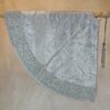 48" Silver Tissue Tree Skirt w/Silver Nakshi Embroidery & Faux Pearls