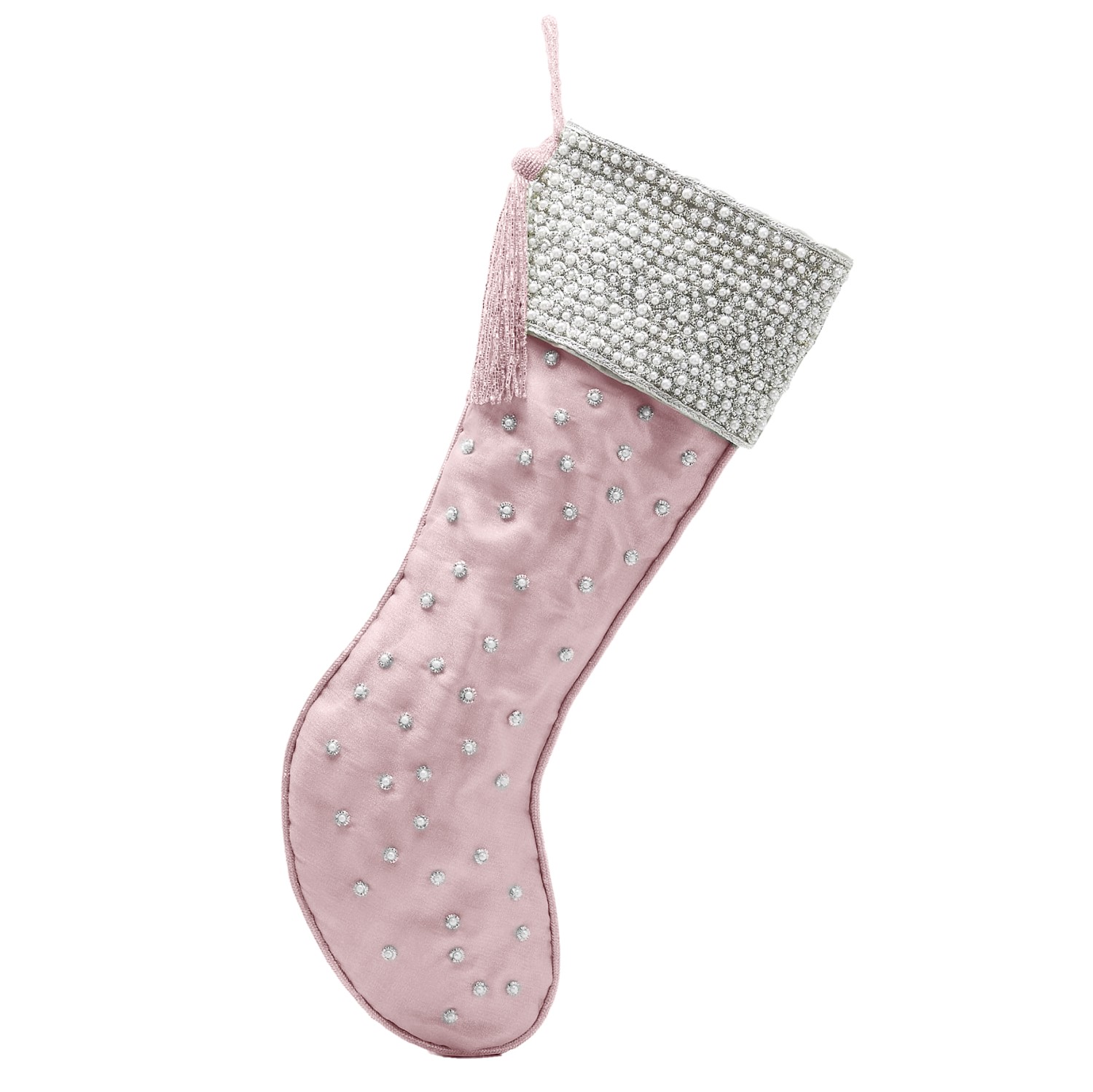 Pink Tissue Stocking w/(faux) Pearls