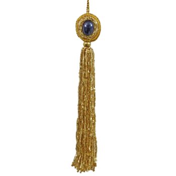 Gold Beaded Tassel Ornament w/Purple Stone