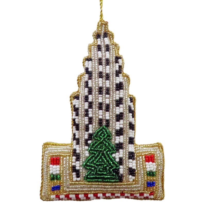 Hand Beaded Rock Center Building Ornament