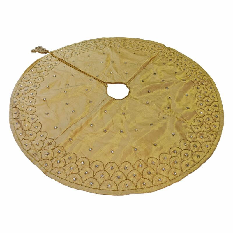 60" Tree Skirt Gold Tissue Fan Pattern - Image 4