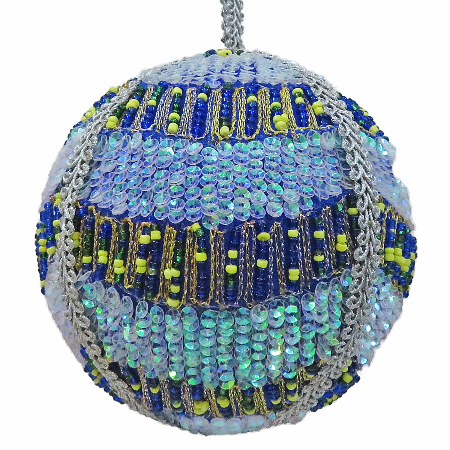 4" Multi Blue Stripe Bauble