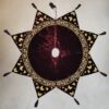 60" Burgundy Ash Velvet 8-pt Star Tree Skirt w/Gold Embroidered Butterflies & Flowers