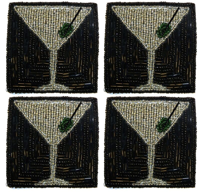 Set/4 Martini Beaded Coasters