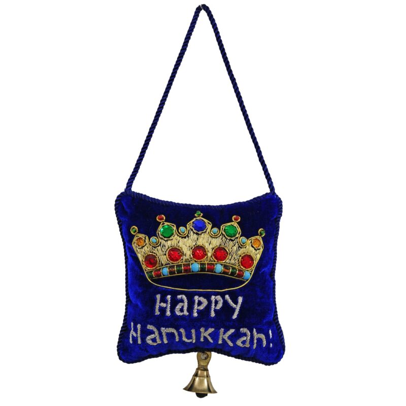 Happy Hanukkah Gold Emb Doorknocker w/Crown 6"x6" - Image 2