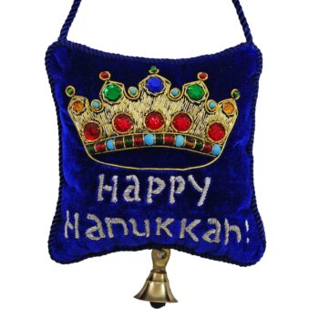 Happy Hanukkah Gold Emb Doorknocker w/Crown 6"x6"