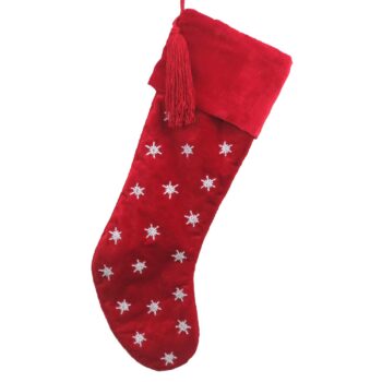 Stocking Red Velvet w/Snowflakes in Body