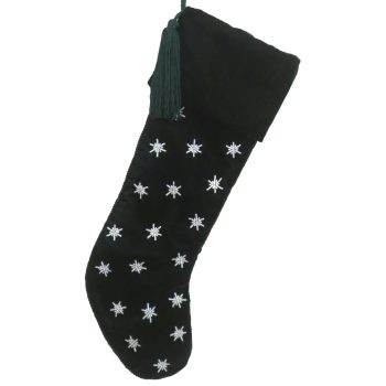 Stocking Green Velvet w/Snowflakes in Body