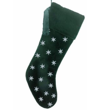 Stocking Green Velvet w/Snowflakes in Body