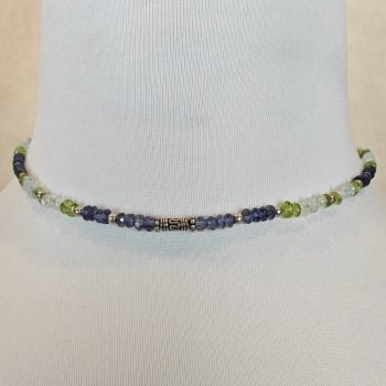 Necklace Faceted Iolite, Peridot, & Moonstone
