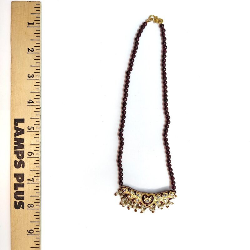 Garnet Necklace w/Meenakari Pendant Choker - Image 2