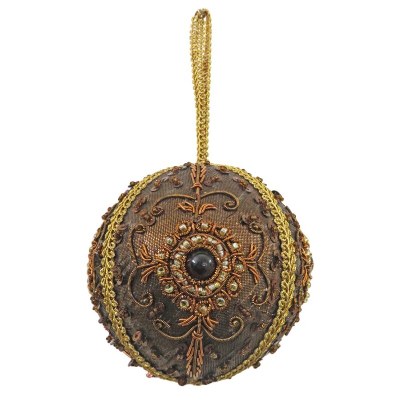 4" Bauble Orn w/Bronze & Gold Beading & Emb - Image 2