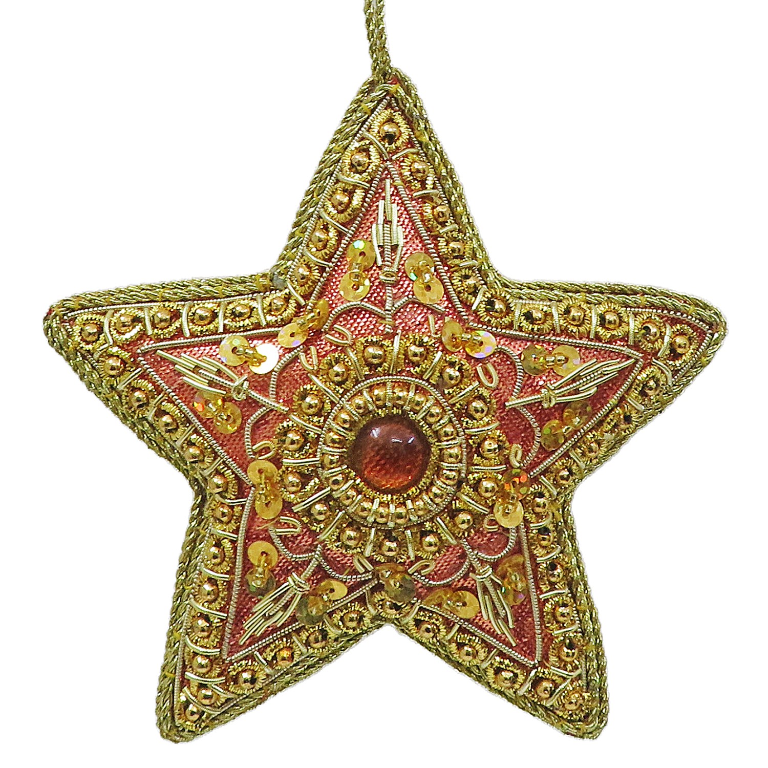 Light Rust Lurex Base Star w/Gold Emb