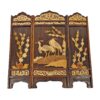 3-Panel  Marquetry inlaid Miniature Wood Screen