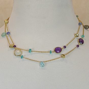 Amthyst, Apatitie, Tanzanite, & Moonstone Necklace