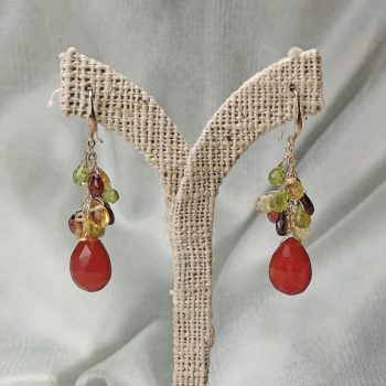 SS Earring w/Multi Semi Precious Stones