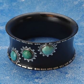 Wood Bangle w/Sterling & Turquoise