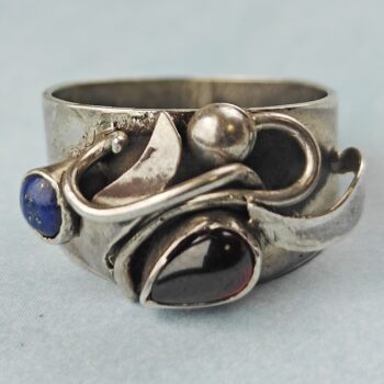 Garnet & Lapis Sterling Ring (size 8)