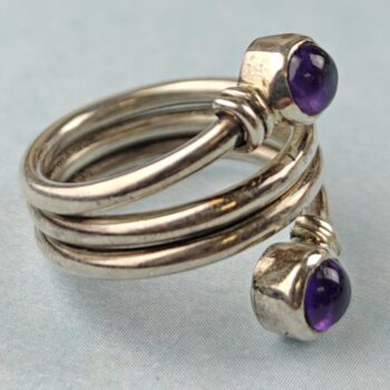 Double Amethyst Spindle Ring (size 6)