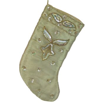 Gold Tissue Sequin & Beaded Stocking