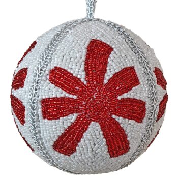 4" Red Asterisk Hand Beaded Bauble