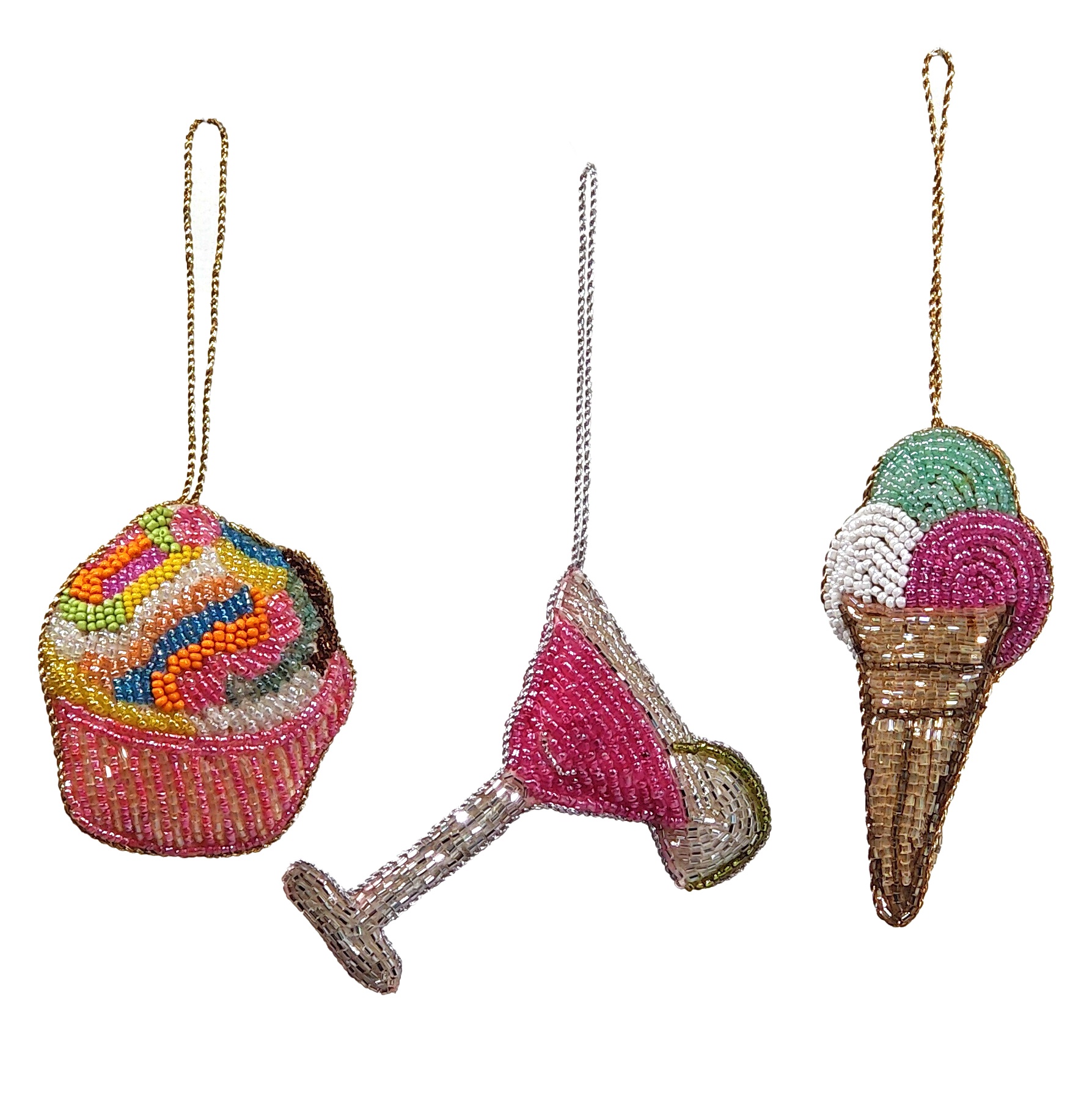 Felted ice cream cone ornaments set of 3