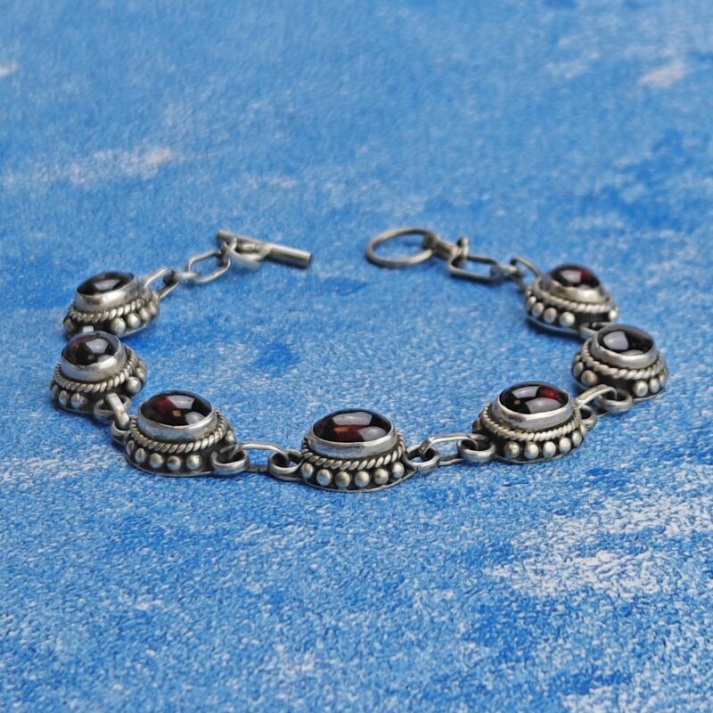 Sterling Silver & Garnets Bracelet