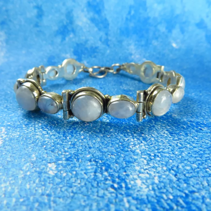 Rainbow Moonstone & Sterling Bracelet