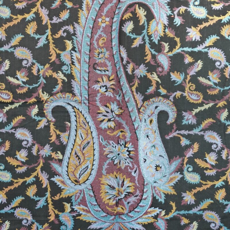 Black/Blue/Gold Paisley Rayon Shawl - Image 2