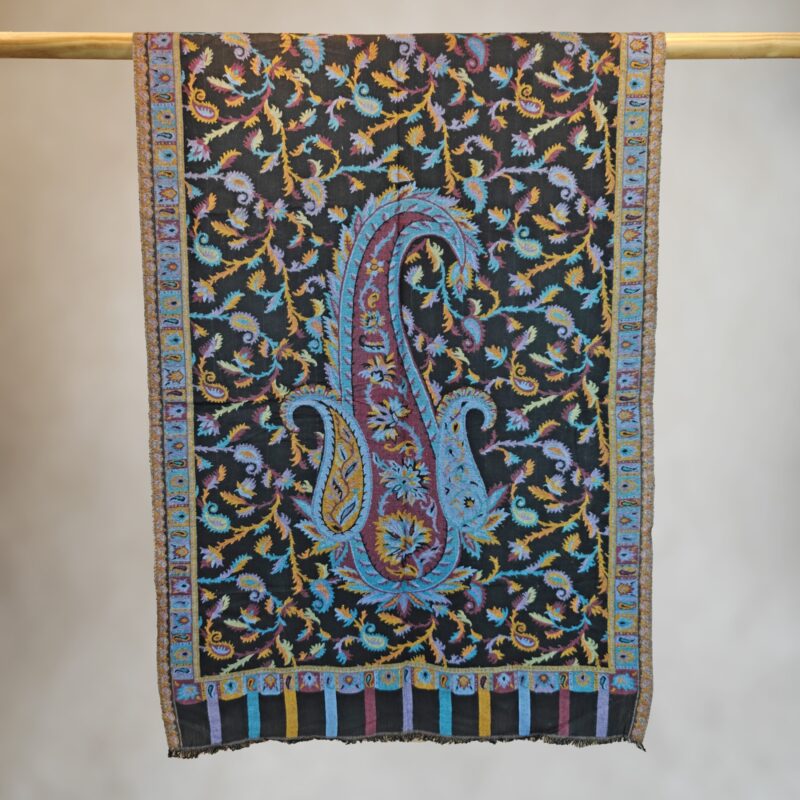 Black/Blue/Gold Paisley Rayon Shawl