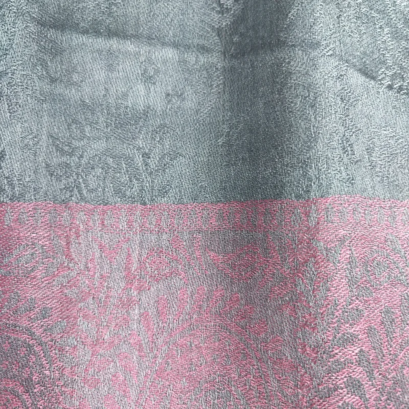 Pink & Gray Poly Silk Shawl - Image 2