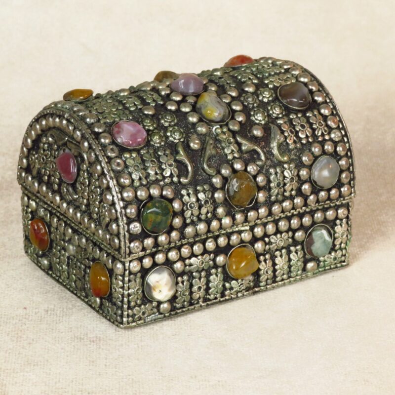 Metalwork Miniature Domed Chest w/Inlay