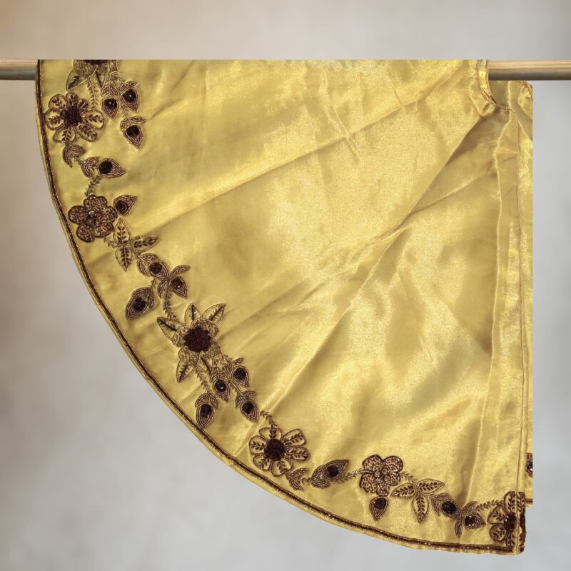 Gold Tissue Tree Skirt w/Bronze Beading