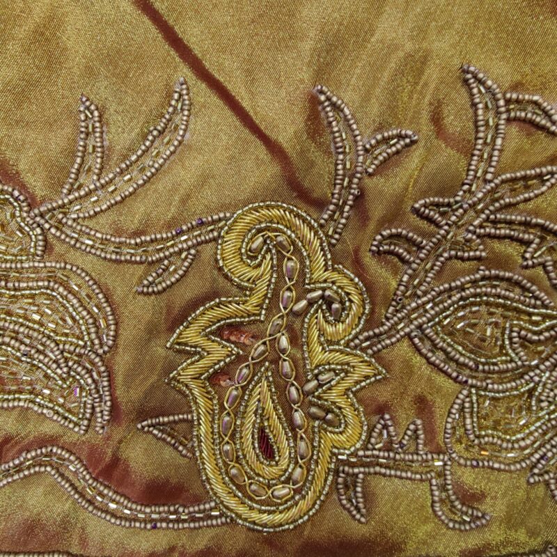 60" Gold Tree Skirt w/Gold Bead Embroidery - Image 2