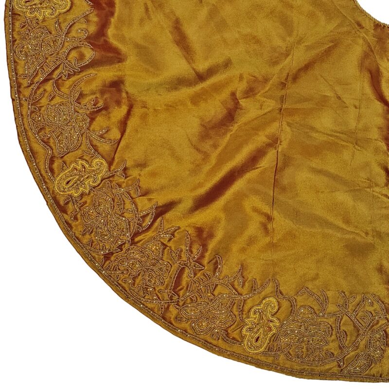 60" Gold Tree Skirt w/Gold Bead Embroidery