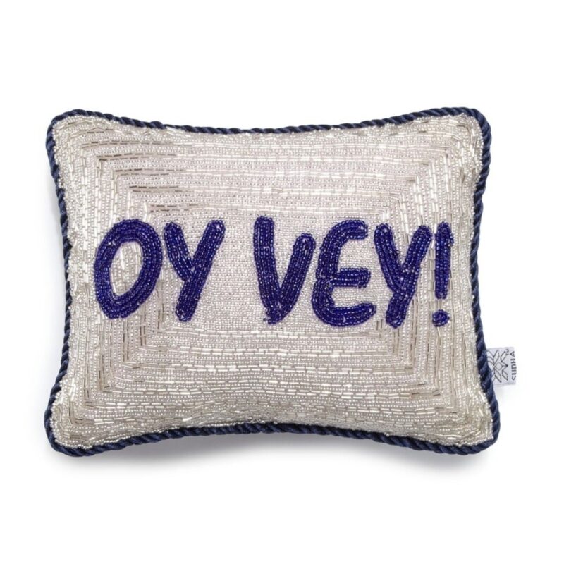 Hand Beaded OY VEY Pillow