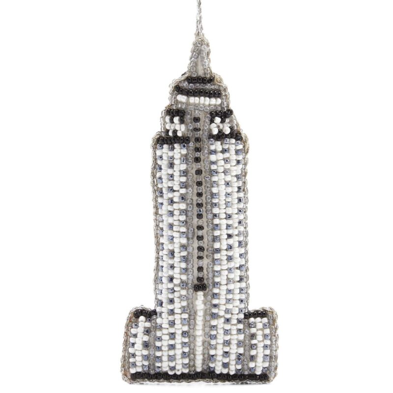 NYC Ornament Empire State Building In Gray & White & Black