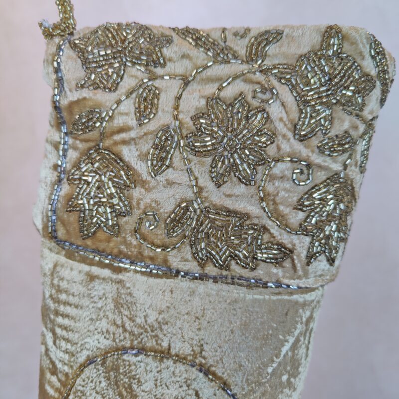 Gold Silky Velvet Stocking w/Gold Beading - Image 2